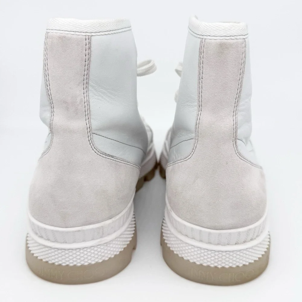Jimmy Choo‎ Mens Nord Sneaker Boot US 10 EU 43 White Leather Suede Chunky 90s